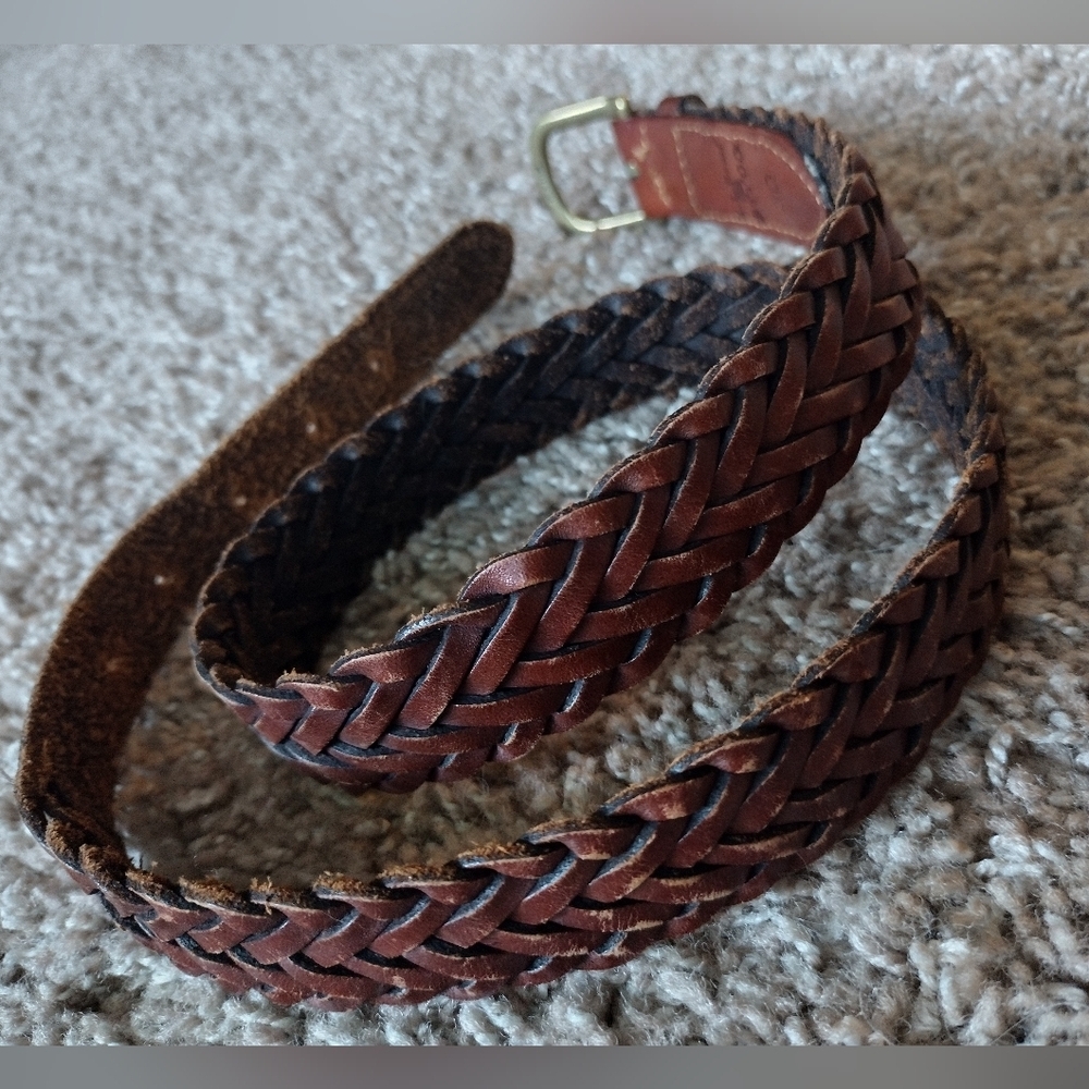Vintage L.L Bean Braided Leather Belt Size 30